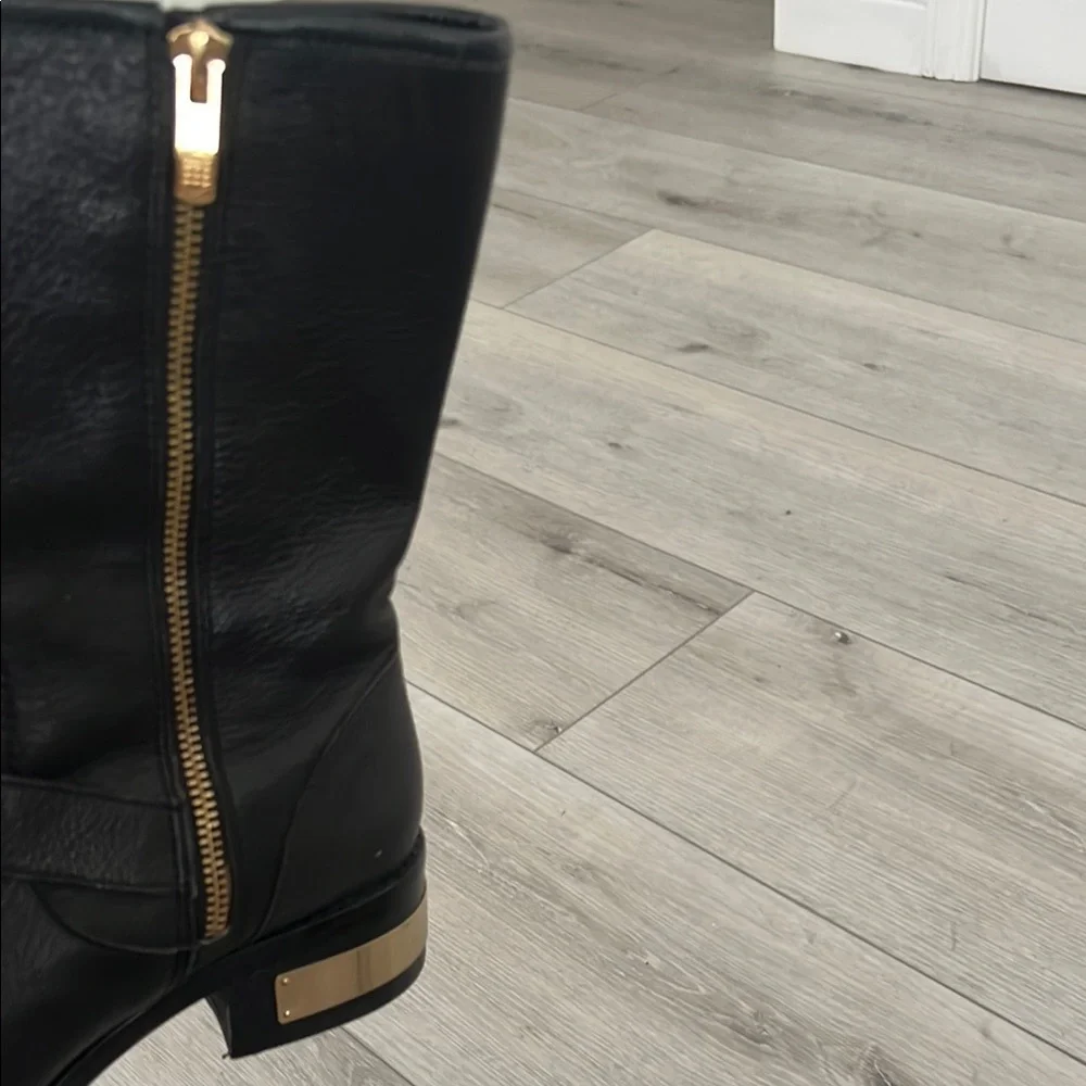 Vince Camuto Black Combat Boots with Gold Hardware - Picture 7 of 8